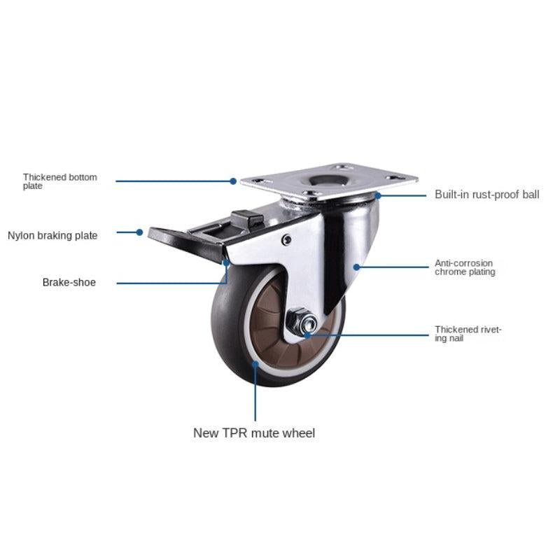 4pcs Soft Rubber Swivel Caster Roller Wheels for Trolleys & Furniture