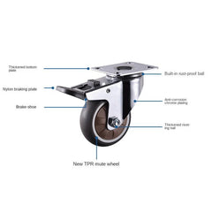 4pcs Soft Rubber Swivel Caster Roller Wheels for Trolleys & Furniture