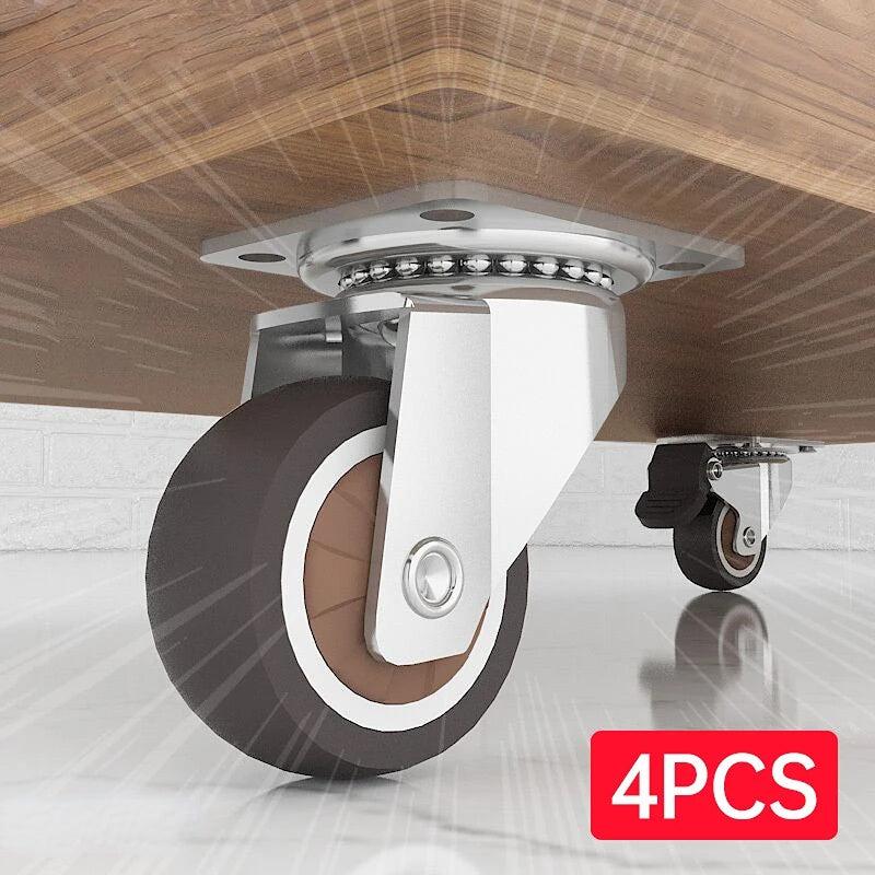 4pcs Soft Rubber Swivel Caster Roller Wheels for Trolleys & Furniture