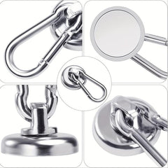 4pcs Silvery Magnetic Hooks 22KG 50LBS with Swiveling Carabiner