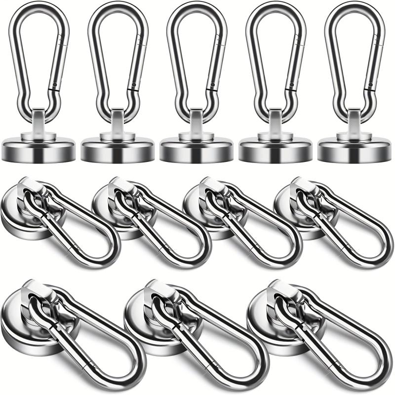 4pcs Silvery Magnetic Hooks 22KG 50LBS with Swiveling Carabiner