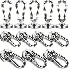 4pcs Silvery Magnetic Hooks 22KG 50LBS with Swiveling Carabiner