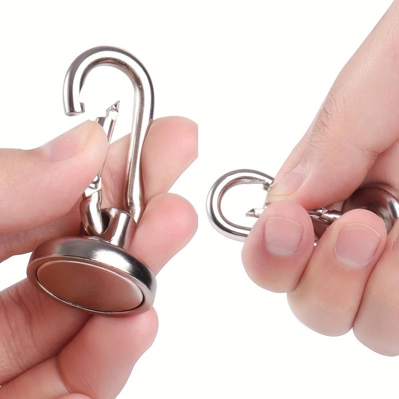 4pcs Silvery Magnetic Hooks 22KG 50LBS with Swiveling Carabiner