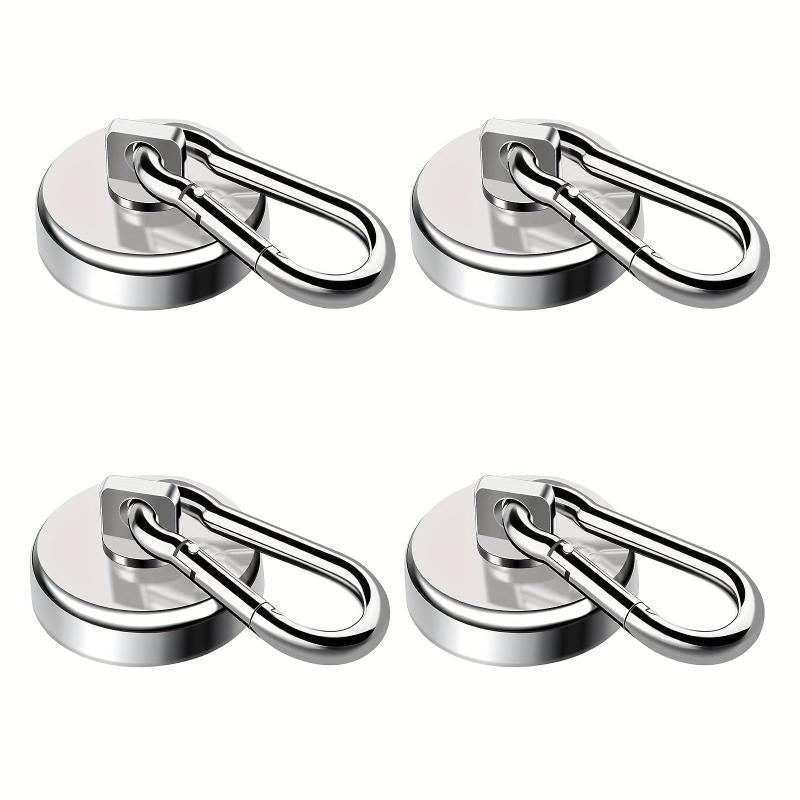 4pcs Silvery Magnetic Hooks 22KG 50LBS with Swiveling Carabiner