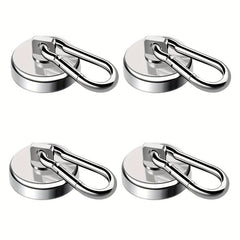 4pcs Silvery Magnetic Hooks 22KG 50LBS with Swiveling Carabiner