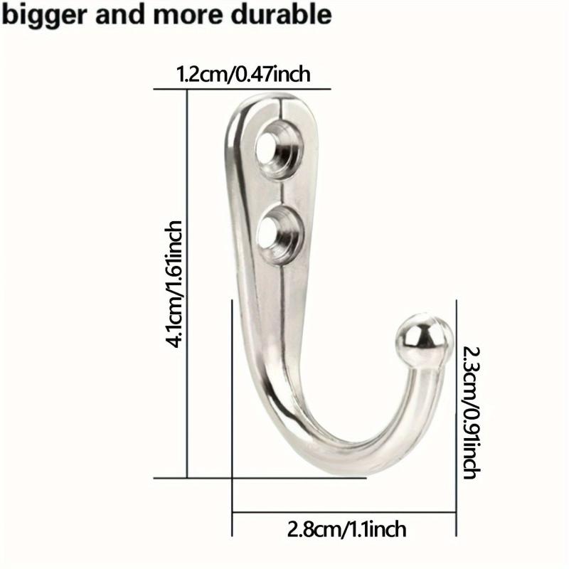 10pcs Stainless Steel Heavy Duty Wall Hooks For Towels And Clothes
