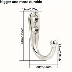 10pcs Stainless Steel Heavy Duty Wall Hooks For Towels And Clothes
