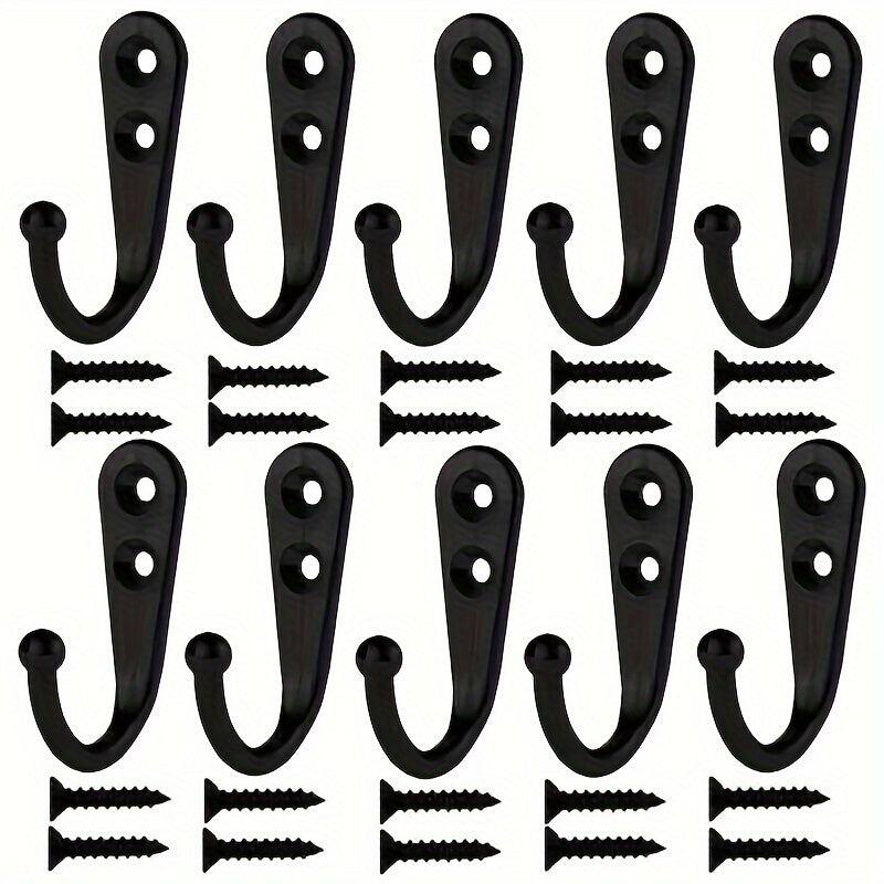 10pcs Stainless Steel Heavy Duty Wall Hooks For Towels And Clothes