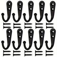 10pcs Stainless Steel Heavy Duty Wall Hooks For Towels And Clothes