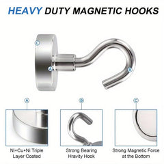 8pcs Magnetic Hooks 25Lbs Heavy Duty S Hooks for Kitchen Refrigerator