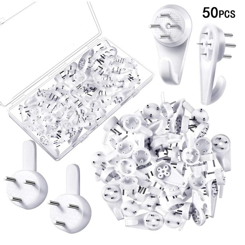 50pcs Plastic Hooks Invisible Nail Screws Traceless Suspension Kit