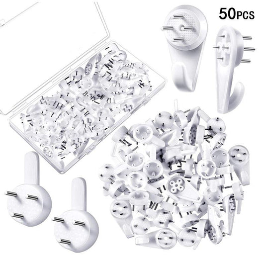 50pcs Plastic Hooks Invisible Nail Screws Traceless Suspension Kit