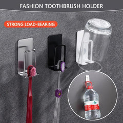 Stainless Steel Toothbrush Cup Holder Wall Hanging Rack