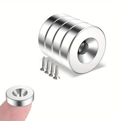 4pcs Neodymium Disc Hole Magnets w/Screws 20x5mm