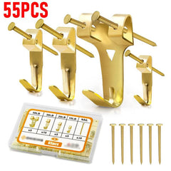 55pcs Metal Reinforced Picture Frame Hook Combo Box