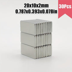 30pcs 20x10x2mm N35 Neodymium Magnet Strong Magnetic Force High Strength
