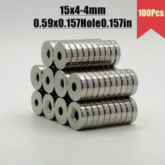 15x4mm Hole 4mm Neodymium Magnets 10-100Pcs