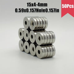 15x4mm Hole 4mm Neodymium Magnets 10-100Pcs