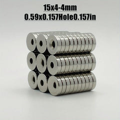 15x4mm Hole 4mm Neodymium Magnets 10-100Pcs