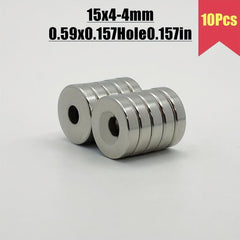 15x4mm Hole 4mm Neodymium Magnets 10-100Pcs