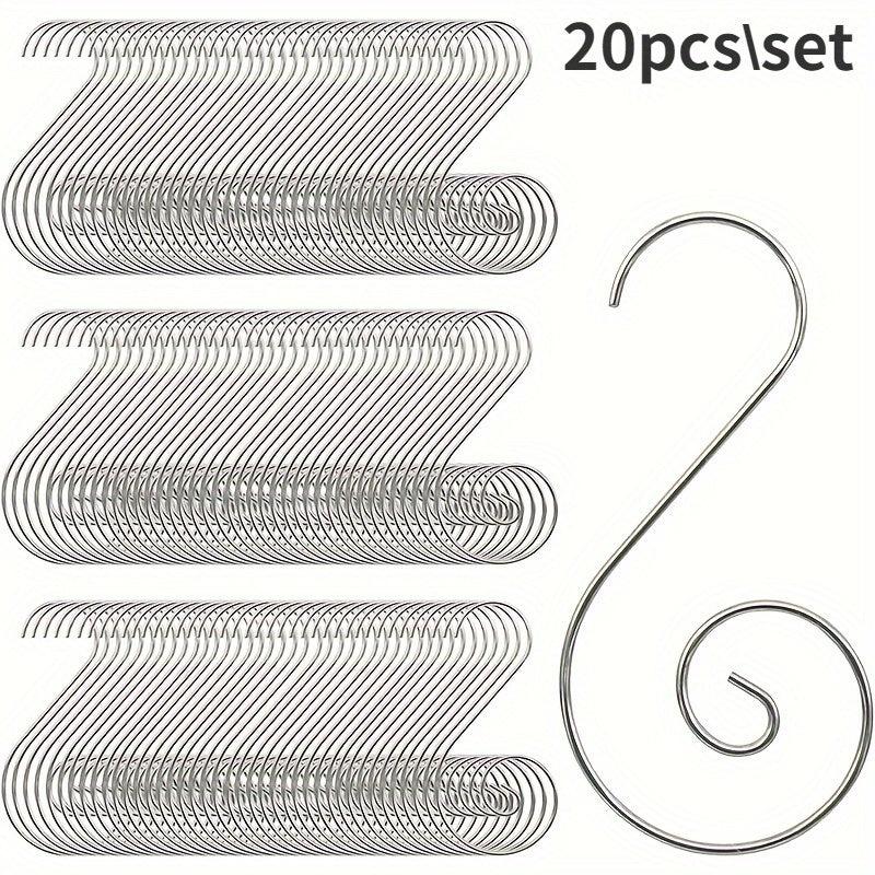 20pcs Christmas Ornaments Hooks S-Shaped Tree Hanger Stainless Steel