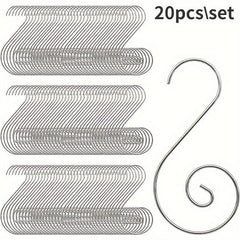 20pcs Christmas Ornaments Hooks S-Shaped Tree Hanger Stainless Steel