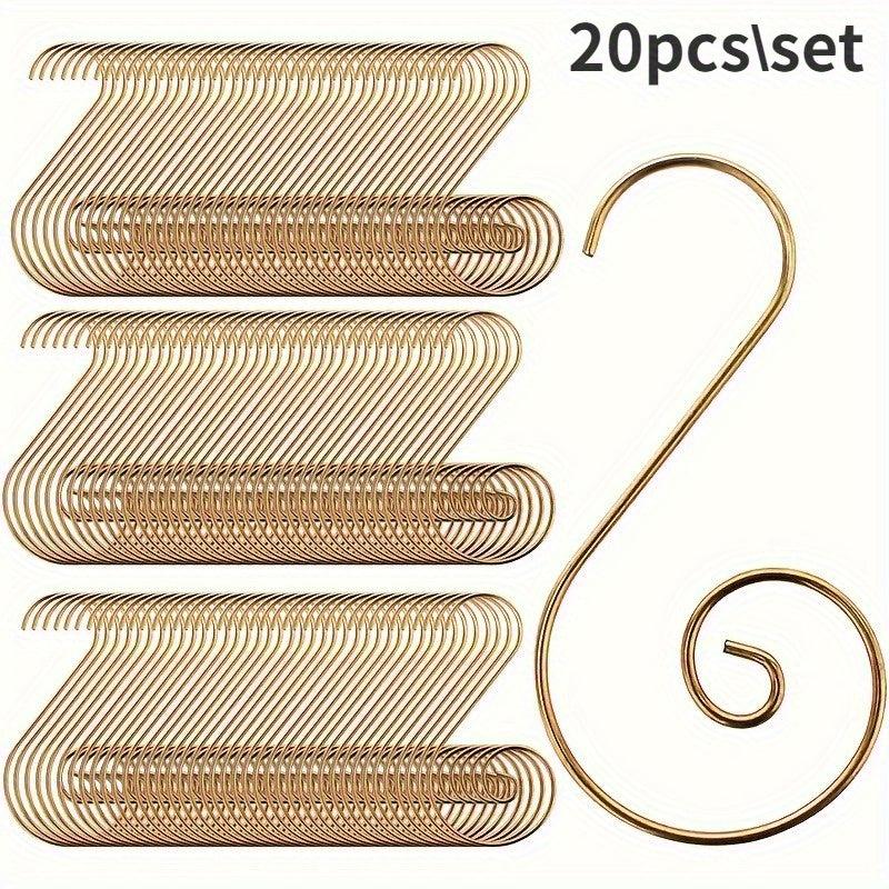 20pcs Christmas Ornaments Hooks S-Shaped Tree Hanger Stainless Steel