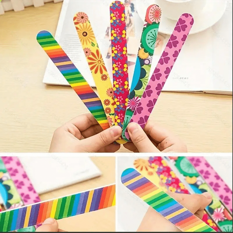 5pcs Flower Pattern Nail File for Manicure, Nail Art - Double Sided