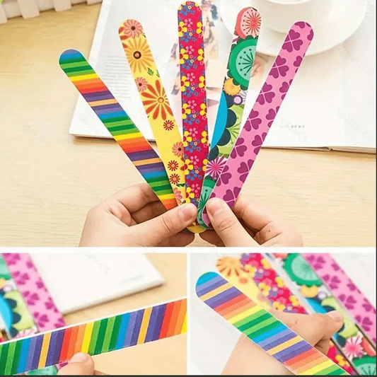 5pcs Flower Pattern Nail File for Manicure, Nail Art - Double Sided