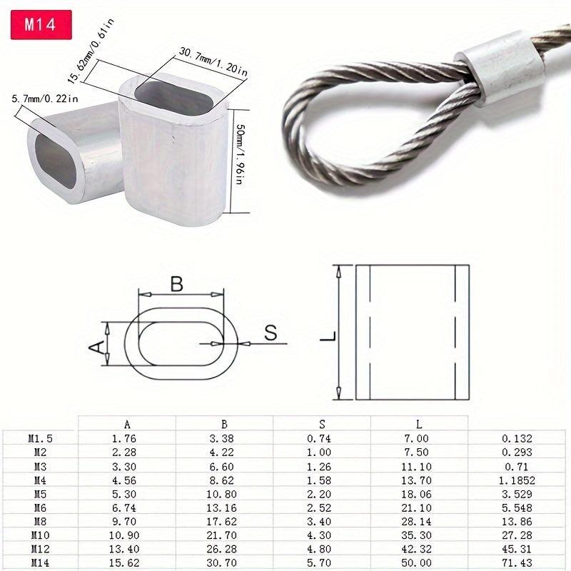 Aluminum Wire Rope Clamp Oval Hole Single Hole 36pcs