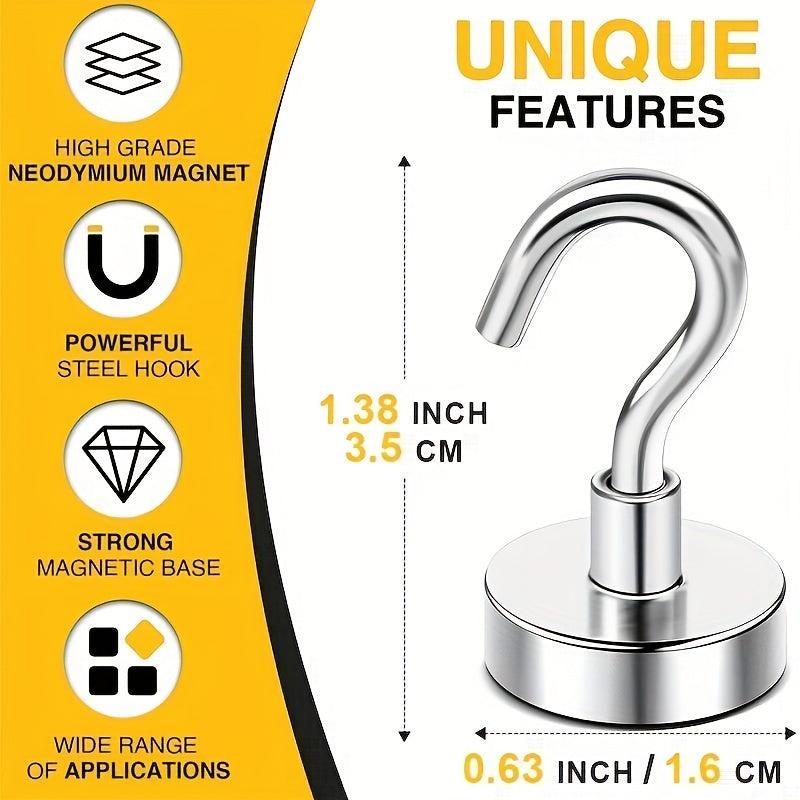 12pcs Silver Magnetic Hooks 25 Lb Capacity Extra Strong & Removable