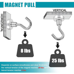 12pcs Silver Magnetic Hooks 25 Lb Capacity Extra Strong & Removable