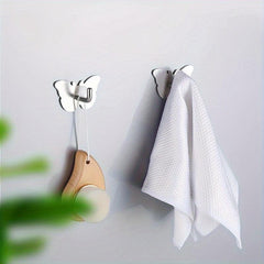 Multifunctional Silver Butterfly Hook Punch Coat Holder Bathroom Towel Hook