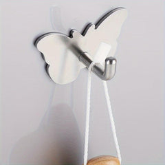 Multifunctional Silver Butterfly Hook Punch Coat Holder Bathroom Towel Hook
