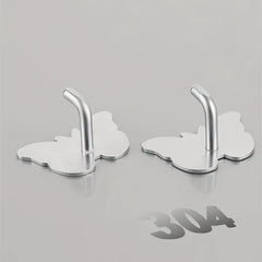 Multifunctional Silver Butterfly Hook Punch Coat Holder Bathroom Towel Hook