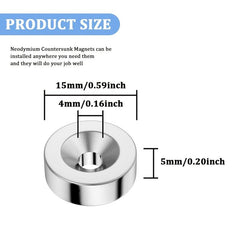 6pcs 15x5 4mm Neodymium Magnets with Screws