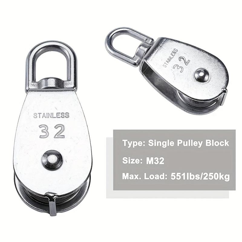 2pcs M32 Single Pulley Roller 551Ibs Stainless Steel