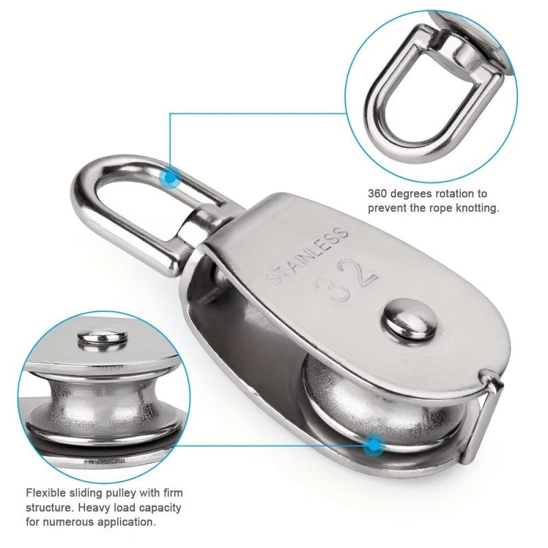 2pcs M32 Single Pulley Roller 551Ibs Stainless Steel