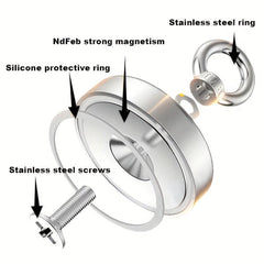 2pcs Stainless Steel Lifting Ring Magnet 41LBS 19KG