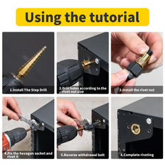 68pcs Rivet Gun Rivnut Tool Iron Nut Steel Material Thread Pull Bit Riveting Nut