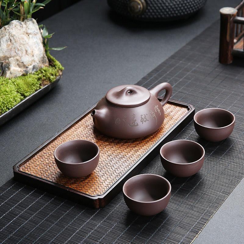 Purple Sand Tea Set Pot & 4 Cups Business Gift