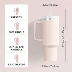 2pcs 40oz Travel Mug w/ Straw & Lid Stainless Steel for Office Use