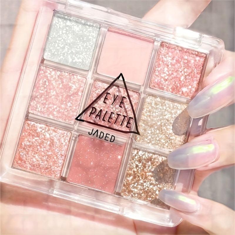 9 Shades Earth Tone Eyeshadow Palette Glitter Pearly Matte High Pigmented