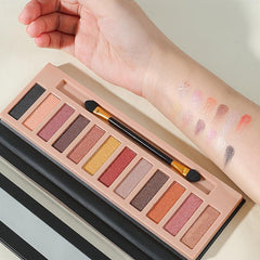12 Colors Nude Eyeshadow Palette Matte Shimmer Glitter Pigment Waterproof