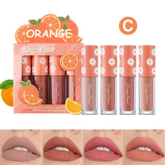 4 Pcs Strawberry Matte Lipstick Set Waterproof