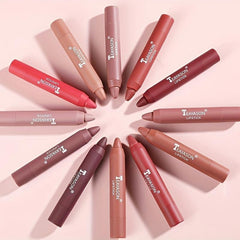 12-Piece Matte Lipstick Set with Long-Lasting Velvet Lip Liners & Primer