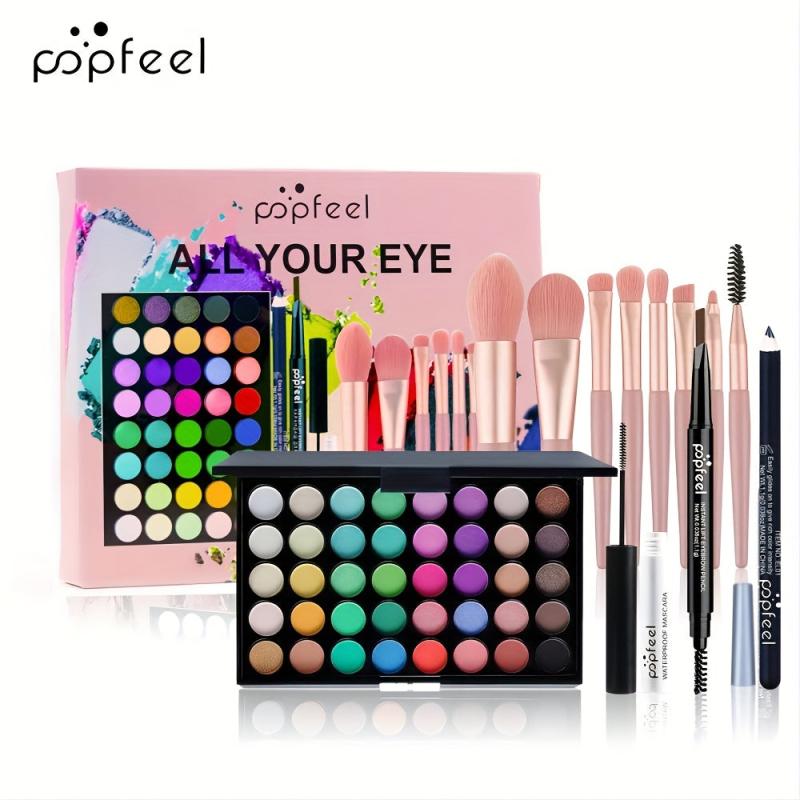 Makeup Set Eyeshadow Palette Eyeliner Eyebrow Pen Mascara Brushes All In One