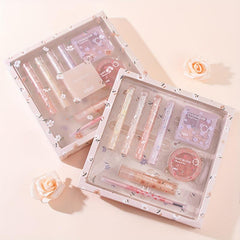 8pcs Flower Makeup Set: Lip Gloss, Lipstick, Blush, Eyeliner, Eyeshadow