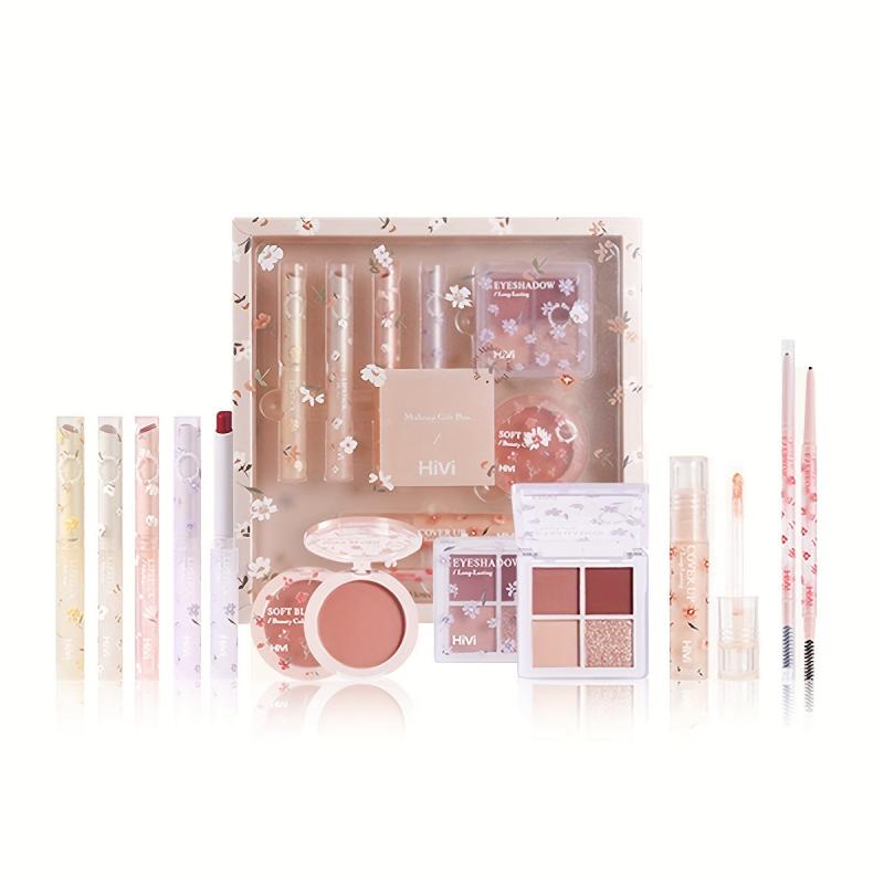 8pcs Flower Makeup Set: Lip Gloss, Lipstick, Blush, Eyeliner, Eyeshadow