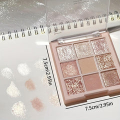 9 Colors Shimmer Matte Eyeshadow Palette Glitter Long Lasting Eye Makeup Tool